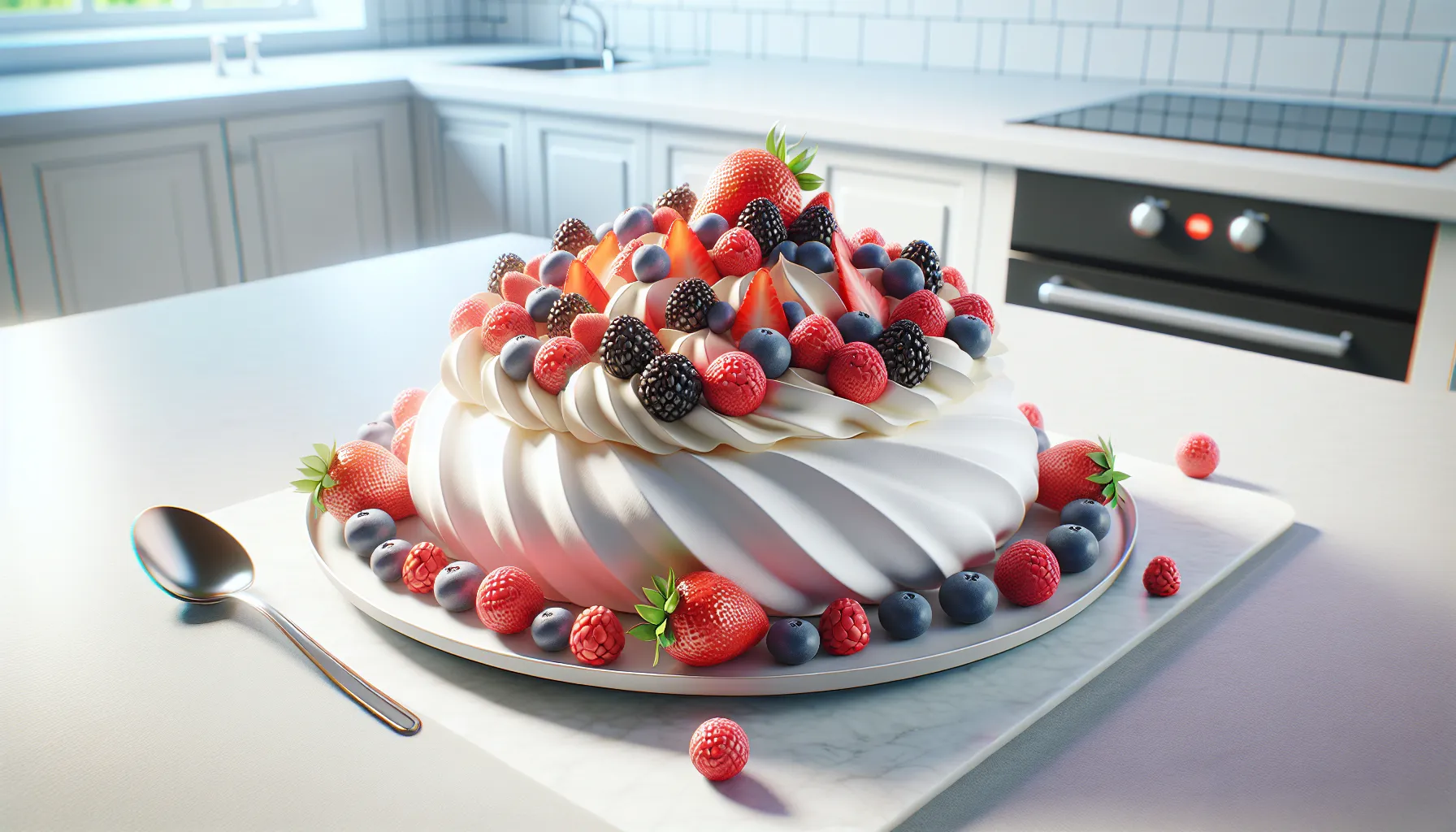 Klassisk pavlova &ndash; en sikker vinner til dessertbordet med frisk krem og b&aelig;r &ndash; illustrasjon 2